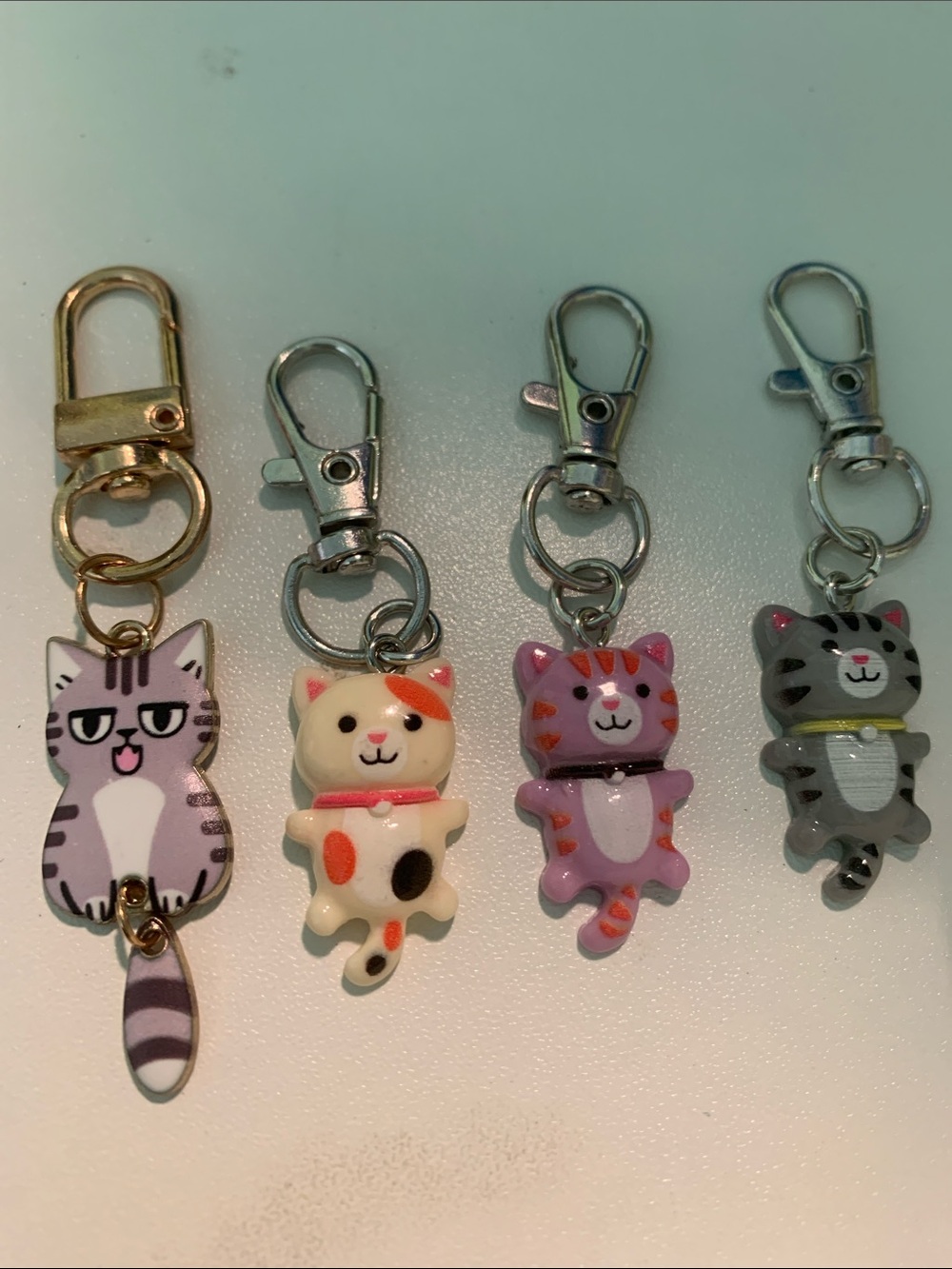 4 Cute Cat bag charm Keychains